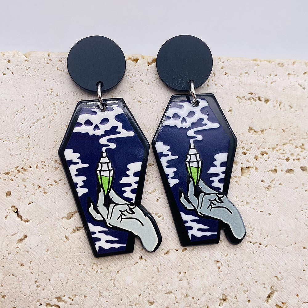 Wholesale Graffiti Coffin Acrylic Earrings
